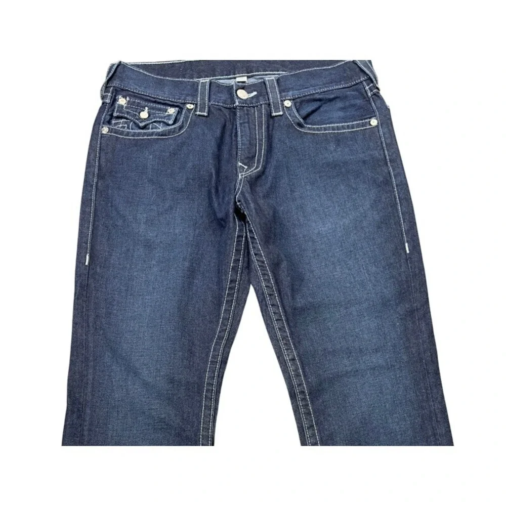 True Religion Jean Straight w/flap Dark Wash Blue 33X34‎